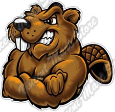 Cartoon Angry Beaver Mascot Animal Sport Car Bumper Vinyl Sticker Decal 4.6