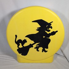 VINTAGE Blow Mold Halloween Flying Witch Black Cat Moon by Sun Hill 21