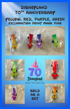 Yellow, Red, Green & Purple Exclamation Point Mark Disney 70th Anniversary Pins picture