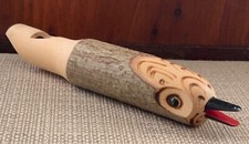 Vintage WOODEN CARVED Artistic BIRD WHISTLE Hand Wood Carved Functional picture