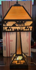 Antique Meyda Arts & Craft Camel Mission Pyramid Egypt Slag Glass  Lamp Beauty  picture