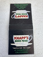 Matchbook Cover Vintage Knapp’s Good Good Garberville, CA picture