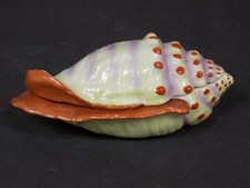Vintage Luster Scalloped Edge Shell Trinket Covered Dish Germany picture