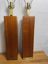 Pair Vintage Laurel Paul Evans Wood Block Table Lamps. MCM picture