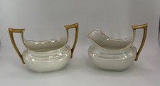 1930 Hutschenreuther Selb Bavaria Gold Trim Tea Sugar & Creamer Art Deco Signed picture