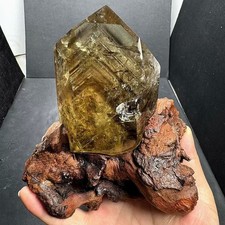 1.71LB Natural Citrine Quartz Obelisk Quartz Crystal Point Wand Reiki  + stand picture