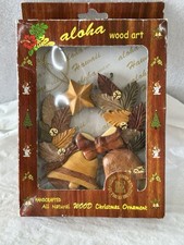 Aloha Wood Art Handcrafted Natural Wood Bell Leaves Ornament by Thele Family New picture