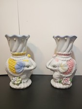 🔥Two Vintage Porcelain Elephant Vases Excellent Condition🔥 picture