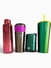 Starbucks Tumbler Set: Recycled Glass Bottle, SS Cold Brew & Ombre Venti New/ LN picture