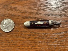 VINTAGE AW WADSWORTH GERMANY JIGGED MINIATURE SCOUT POCKET KNIFE FOB MINI KNIVES picture
