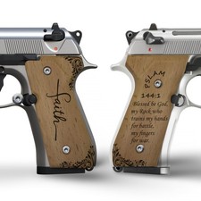 Zib Bible Verses Wooden Grips for Beretta 92FS/M9, Beechwood Psalm 144:1 picture