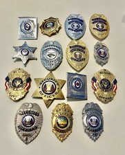 Lot of 15 Vintage Security Guard Badges Gold Tone & Silver Tone Uniform Prop picture