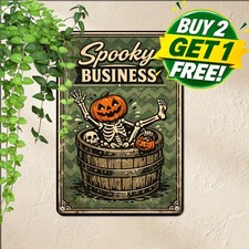 Pumpkin Head Skeleton Nice Butt Funny Halloween Decor Metal Tin Sign 8x12 picture