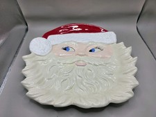 VTG 1982 Ceramic Santa Face Platter Christmas Cookie Plate Hand Painted Signed picture