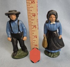 Vintage Amish Couple Figurines  Folk Art Figures Set of 2 picture