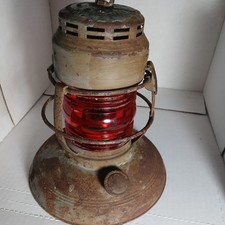 Antique Embury No 40 Traffic Gard Lantern Warsaw New York Red Glass Great Patina picture