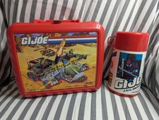 Aladdin G.I. Joe Red Plastic Lunchbox Container ©1990 Hasbro Complete W/ Thermos picture
