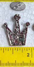 Crown Embellished Rhinestones Silver-Tone Brooch Lapel Tack Pin picture