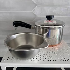 Unused w/tag Vtg 1981 2 qt. Revere Ware Sauce pan & lid & double boiler insert  picture