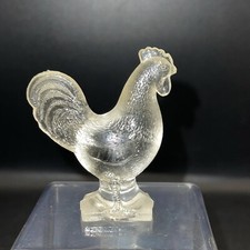Vintage Clear Glass Figural Figurine Chicken Hen Rooster 2 1/4