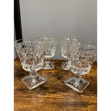 Vintage Indiana Glass Co.Colony Park Lane Water Goblets Diamond Starburst 4 picture