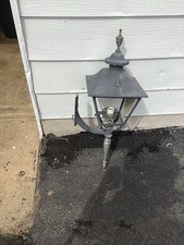 VTG Brass HUGE Mid Century Porch Witch Hat Arts Crafts Cast Outdoor Light Sconce picture