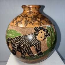 Vase With Turtle Bird Monkey By Luis Bracamonte picture