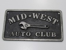 VTG MID-WEST AUTO CLUB PLAQUE NAMEPLATE EMBLEM BADGE TAG HOT RARE RACE OIL CAR picture