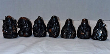Japanese Seven Lucky Gods Bronze Metal Figurine Set . Made in Occupied Japan  picture
