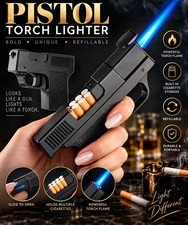 FOCUS Gun-Shaped Torch Lighter Set w/ Cigarette Case 10 Pack JD-YH098 picture