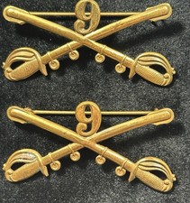 RARE PAIR 9th Cavalry BUFFALO SOLDIERS Spanish American War Collar Insignia Nice picture