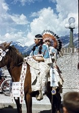 Orig 1954 Slide Banff Indian Days Stoney Nakoda Horse Alberta Canada B50 picture