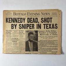 Buffalo Evening News Kennedy Dead Nov 22 1963 NEWSPAPER COMPLETE - JFK Shot picture