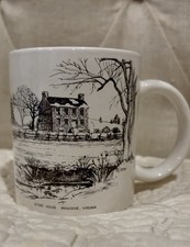 Vintage White Ceramic Coffee Mug Stone House Manassas Virginia Historical Look  picture