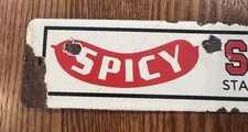 Vtg ORIGINAL Steamro Red Hots Porcelain Sign From Hot Dog Cooker - St. Louis MO picture
