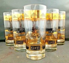 Vintage Gas-N-Go Highball Glasses Osage Oil Co 22k Gold Industrial Mid Century picture