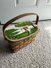 Vtg Hand painted Golf Basket Womens Golf 50s 60s Kitsch Folk Art picture