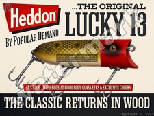 Heddon Lucky 13 Metal Sign 3 Sizes to Choose From picture