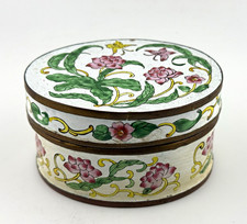 Antique Chinese Canton Enamel Oval Trinket Box – Hand-Painted Floral & Butterfly picture