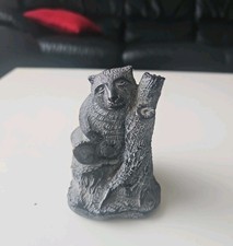 Aardik Soapstone Bear Tree Stump Figurine Canada 4.5