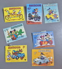 Vintage Lot of 7 Antigua Disney Mickey & Friends Stamps 1979 Hinged Unused picture
