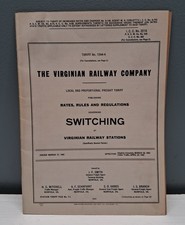 Vintage 1942 Virginian Railway Company Switching Rates/Rules/Regulations Booklet picture