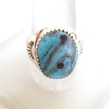 NWT Navajo Annie Lincoln Egyptian Turquoise Ring 925 Sterling Silver Sz 9.5 picture