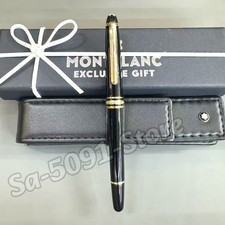 MONTBLANC Meisterstück Black Fountain Pen Gold Tone Trim w/ Leather Pouch picture