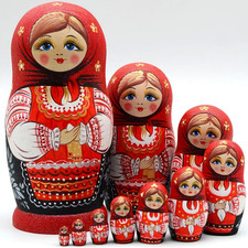 Russian Nesting Dolls for Kids Matryoshka Doll 10Pcs Handmade picture