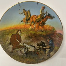 Gorham Geo Phippen In Trouble Western Cowboy Collector Plate #343/5000 Vintage picture
