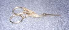 Gold Tone Stork Embroidery Scissors in Original Soft Plastic Case, 3 1/2