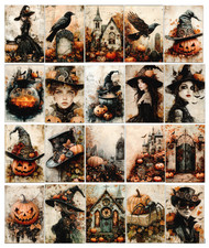 20 Halloween Postcard Lot Spooky Witch Crow Pumpkin Cauldron Gothic Victorian picture