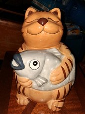 ADORABLE VINTAGE CAT & FISH COOKIE JAR picture