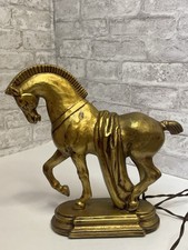 Vintage Lane & Co. Trogon Horse Ceramic Statue Lamp Gold Tone Equestrian Rare picture